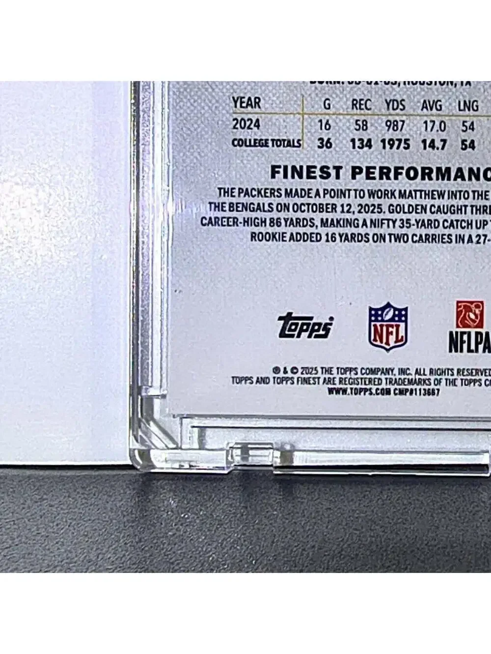Matthew Golden Rookie 2025 Topps Finest NFL #117 Refractor Green Bay Packers